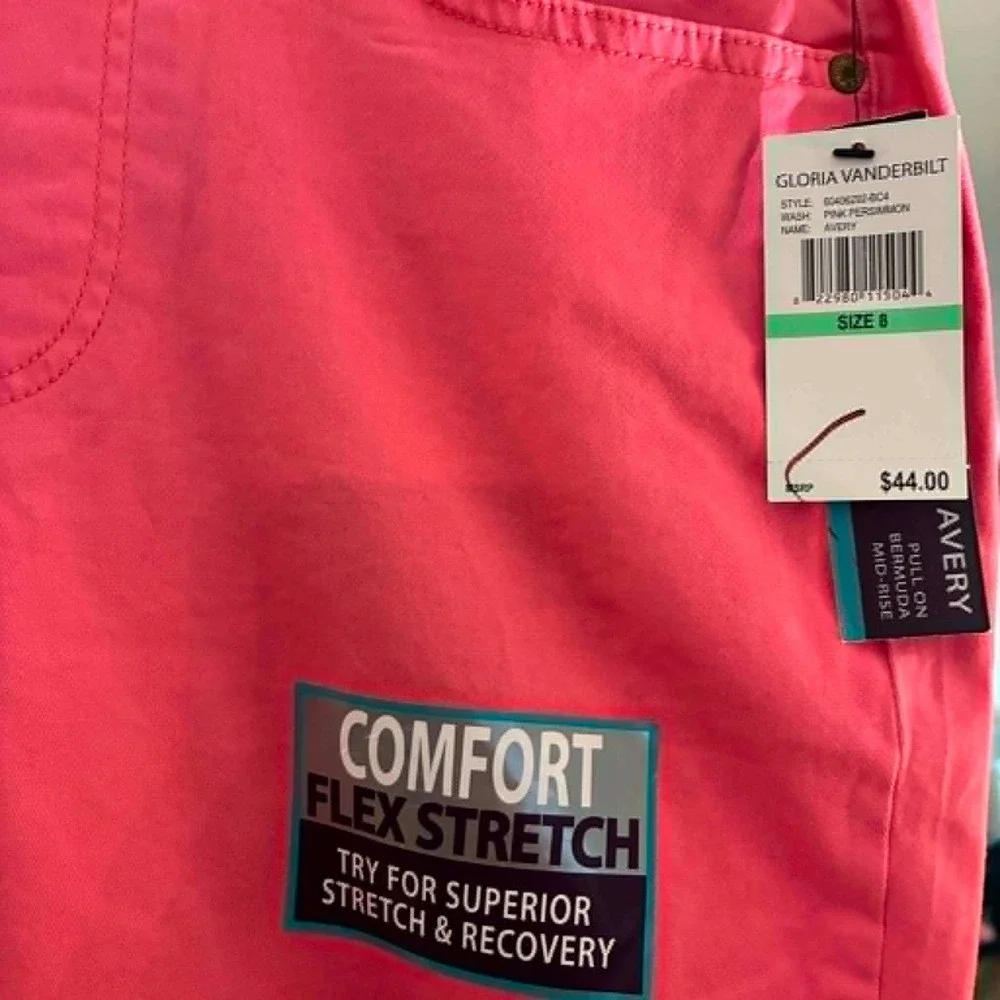 Gloria Vanderbilt Avery Bermuda Shorts Womens 8 Pink Pull On Stretch Coastal